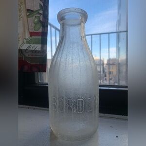 Vintage Borden’s Embossed Glass Milk Bottle - Quart Size